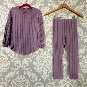 SHEIN Lavender Ribbed 2 Piece Lounge Set